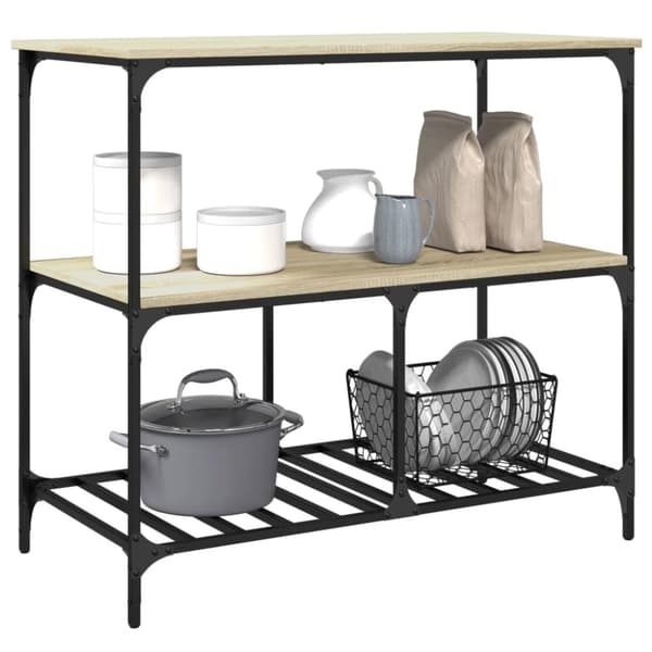 vidaXL Keittiövaunu Sonoma-tammi 100x50x95 cm tekninen puu
