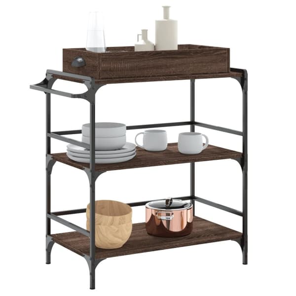 vidaXL Keittiövaunu ruskea tammi 81,5x41x92,5 cm tekninen puu
