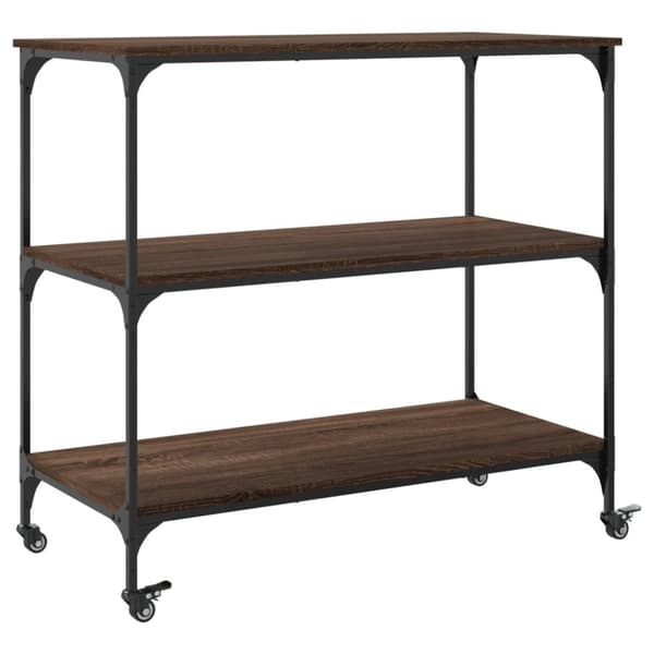 vidaXL Köksvagn brun ek 102x50x95 cm konstruerat trä