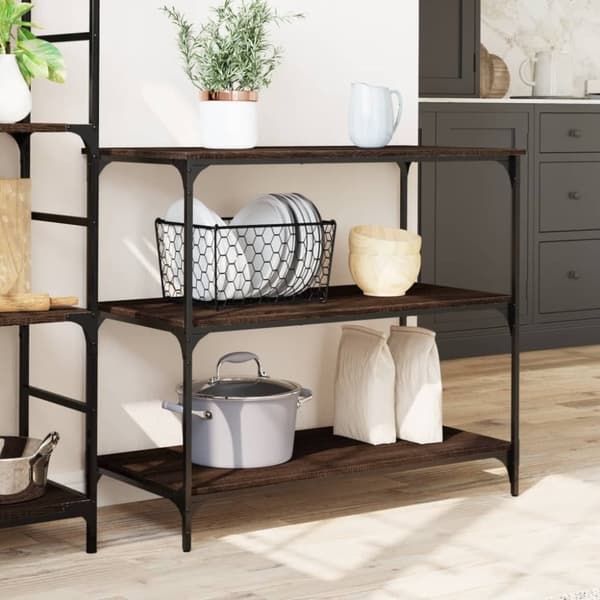 vidaXL køkkenvogn 102x50x95 cm konstrueret træ brun egetræsfarve