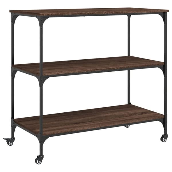 vidaXL køkkenvogn 102x50x95 cm konstrueret træ brun egetræsfarve