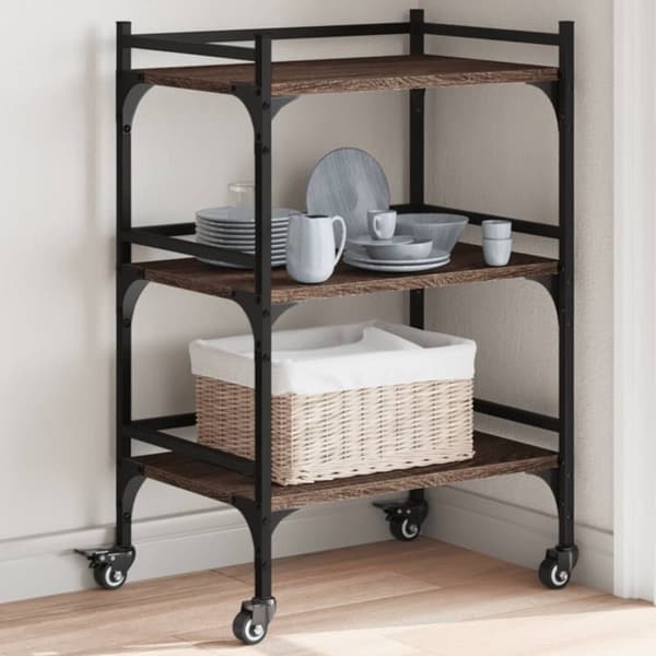 vidaXL Keittiövaunu ruskea tammi 50x35x75,5 cm tekninen puu