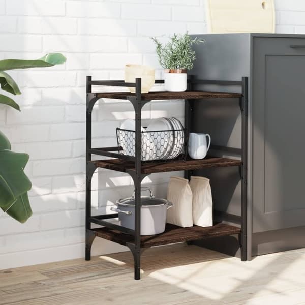 vidaXL Keittiövaunu ruskea tammi 50x35x75,5 cm tekninen puu