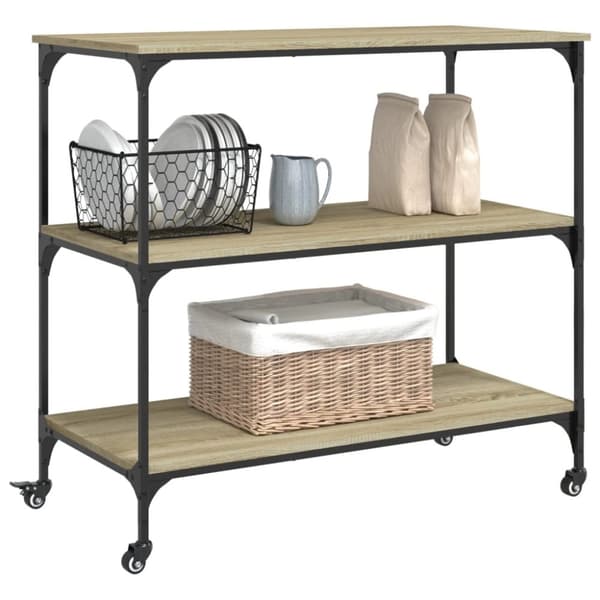 vidaXL køkkenvogn 102x50x95 cm konstrueret træ sonoma-eg