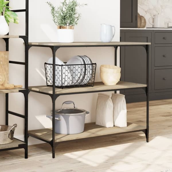 vidaXL køkkenvogn 102x50x95 cm konstrueret træ sonoma-eg