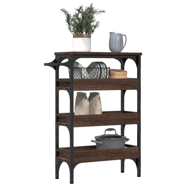 vidaXL Keittiövaunu ruskea tammi 53x20x76 cm tekninen puu