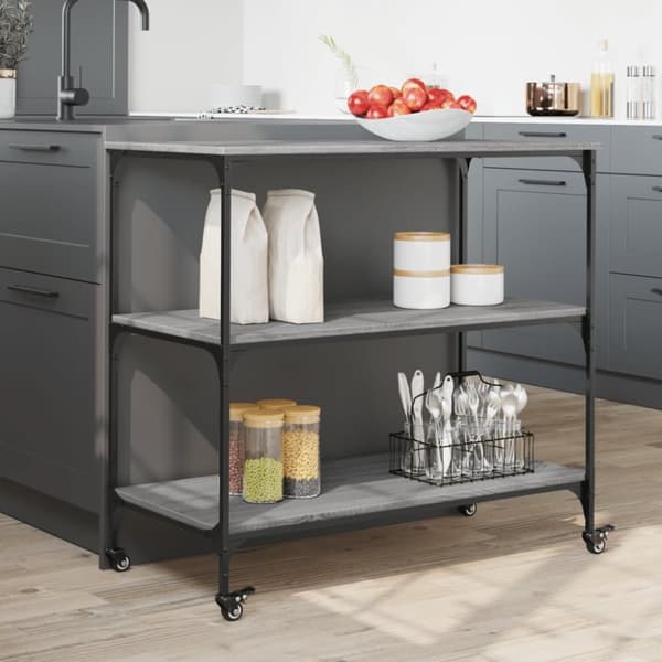 vidaXL Kjøkkentralle grå sonoma 102x50x95 cm konstruert tre