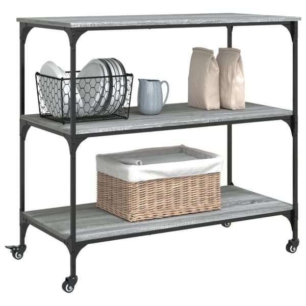 vidaXL Kjøkkentralle grå sonoma 102x50x95 cm konstruert tre
