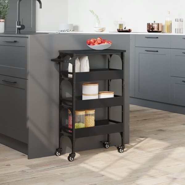 vidaXL Kjøkkentralle svart 53x20x76 cm konstruert tre