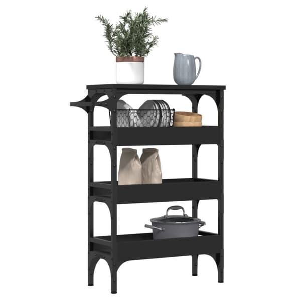 vidaXL Kjøkkentralle svart 53x20x76 cm konstruert tre
