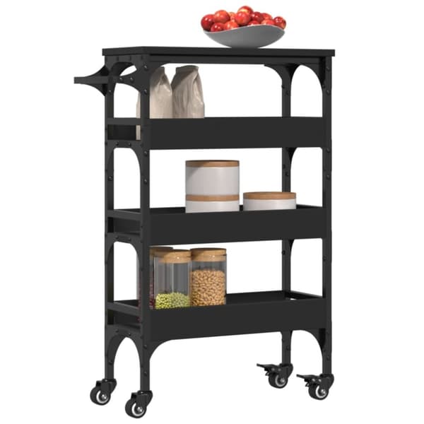 vidaXL Kjøkkentralle svart 53x20x76 cm konstruert tre