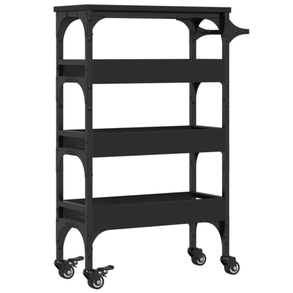 vidaXL Kjøkkentralle svart 53x20x76 cm konstruert tre