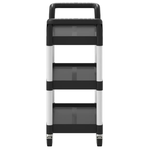 vogn med 3 hylder 77x34x72 cm aluminium sort