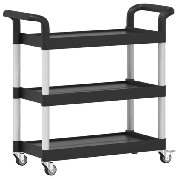 vogn med 3 hylder 77x34x72 cm aluminium sort