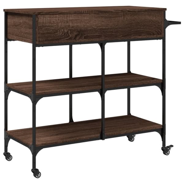 køkkenvogn 105x42x95 cm konstrueret træ brun egetræsfarve