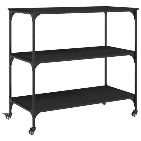 køkkenvogn 102x50x95 cm konstrueret træ sort