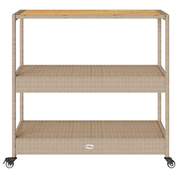vidaXL Baarivaunu 3 tasoa beige polyrottinki ja täysi akasiapuu