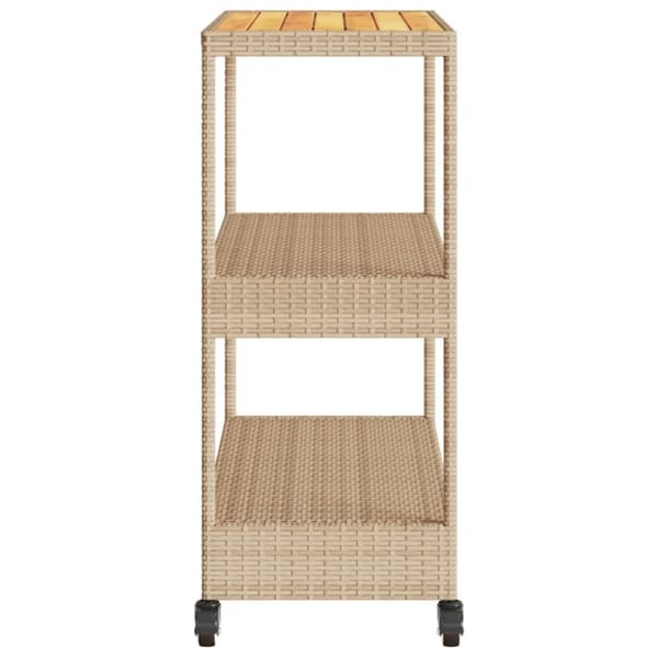 vidaXL Baarivaunu 3 tasoa beige polyrottinki ja täysi akasiapuu