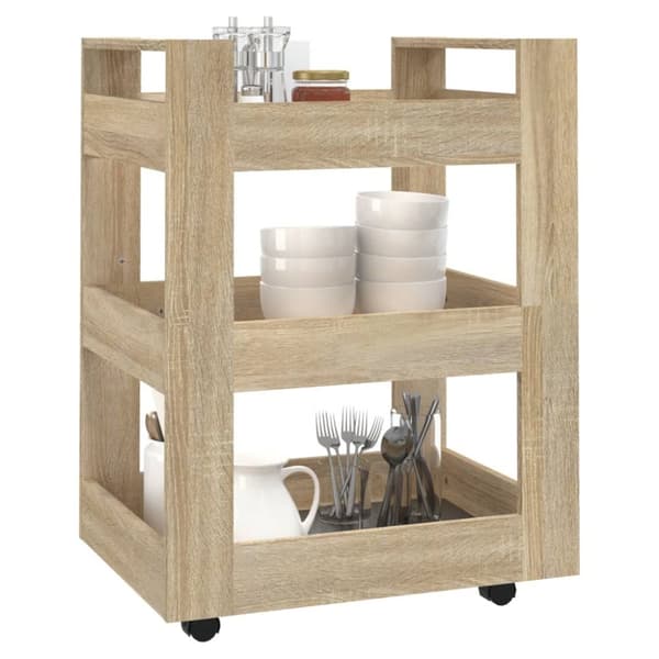 vidaXL Köksvagn sonoma-ek 60x45x80 cm konstruerat trä -  Rullbord för kök