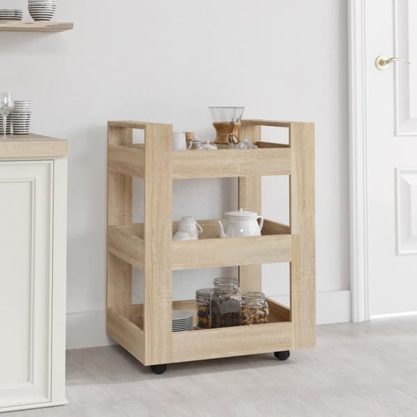 vidaXL Köksvagn sonoma-ek 60x45x80 cm konstruerat trä -  Rullbord för kök