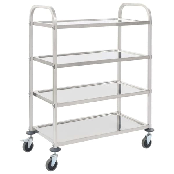 vidaXL Serveringsvagn 4 våningar 107x55x125 cm rostfritt stål -  Rullbord för kök