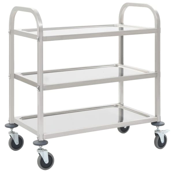vidaXL køkkenvogn med 3 hylder 95x45x83,5 cm rustfrit stål - Køkken- og middagsvogne