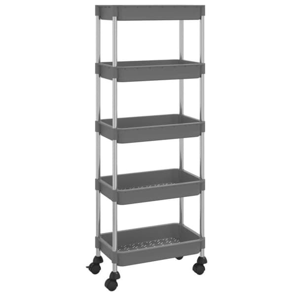 vidaXL Rullvagn 5 våningar grå 42x29x128 cm järn och ABS -  Rullbord för kök