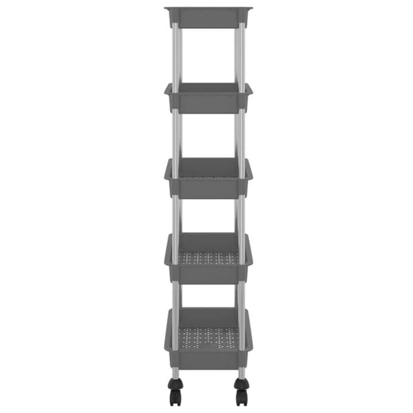 vidaXL Rullvagn 5 våningar grå 42x29x128 cm järn och ABS -  Rullbord för kök