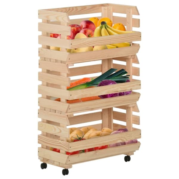 vidaXL Grönsaksvagn 37x30x80 cm massiv furu -  Rullbord för kök