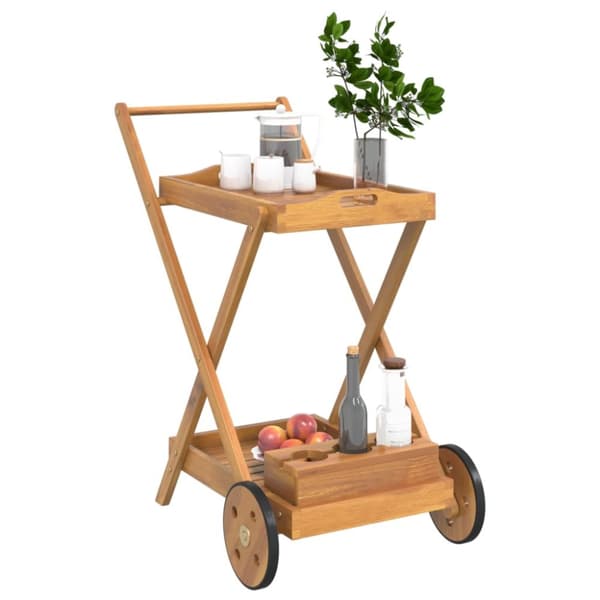 vidaXL Serveringsvagn 54x87x90 cm massivt akaciaträ -  Rullbord för kök