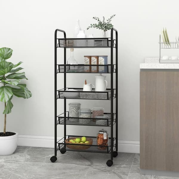 vidaXL køkkenvogn med 5 hylder 46x26x105 cm jern sort -  Køkken- og middagsvogne