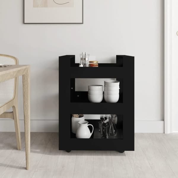 vidaXL køkkenvogn 60x45x80 cm konstrueret træ sort - Køkken- og middagsvogne