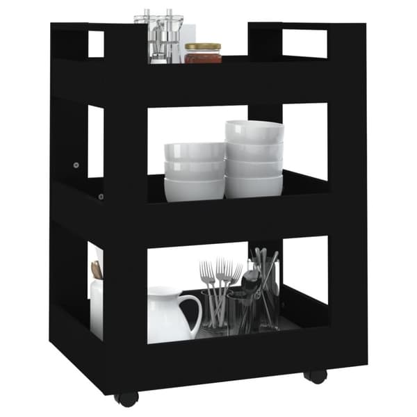 vidaXL køkkenvogn 60x45x80 cm konstrueret træ sort - Køkken- og middagsvogne