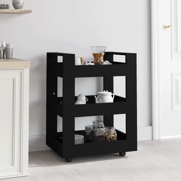 vidaXL køkkenvogn 60x45x80 cm konstrueret træ sort - Køkken- og middagsvogne