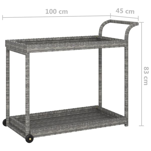 vidaXL Baarivaunu harmaa 100x45x83 cm polyrottinki -  Keittiön & ruokasalin tarjoiluvaunut