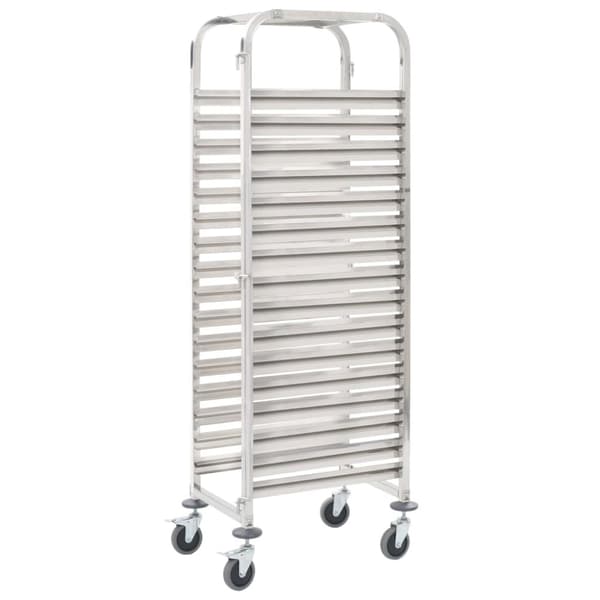 vidaXL køkkenvogn til 16 bakker 38x55x163 cm rustfrit stål -  Køkken- og middagsvogne