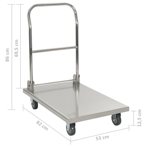 vidaXL Rullvagn 82x53x86 cm rostfritt stål silver - Rullbord för kök