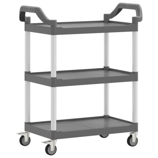 vidaXL vogn med 3 hylder 81x41x92 cm aluminium grå - Køkken- og middagsvogne