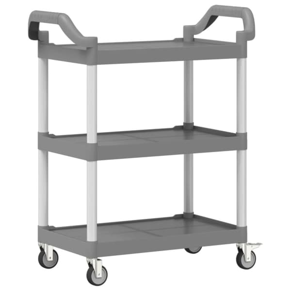 vidaXL vogn med 3 hylder 81x41x92 cm aluminium grå - Køkken- og middagsvogne