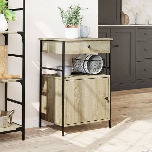 vidaXL køkkenvogn 56x43x89,5 cm konstrueret træ sonoma-eg -  Køkken- og middagsvogne