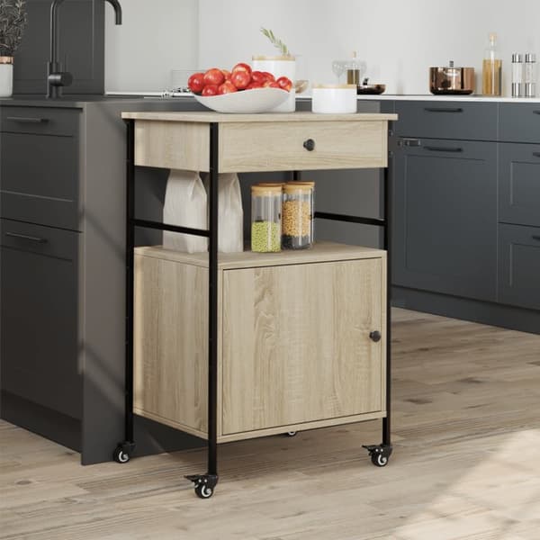 vidaXL køkkenvogn 56x43x89,5 cm konstrueret træ sonoma-eg -  Køkken- og middagsvogne