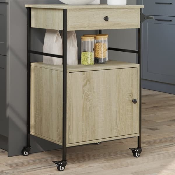 vidaXL køkkenvogn 56x43x89,5 cm konstrueret træ sonoma-eg -  Køkken- og middagsvogne