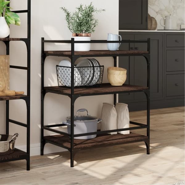 vidaXL Köksvagn brun ek 65x40x86,5 cm konstruerat trä -  Rullbord för kök