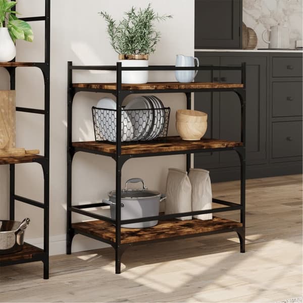vidaXL Köksvagn rökfärgad ek 65x40x86,5 cm konstruerat trä -  Rullbord för kök