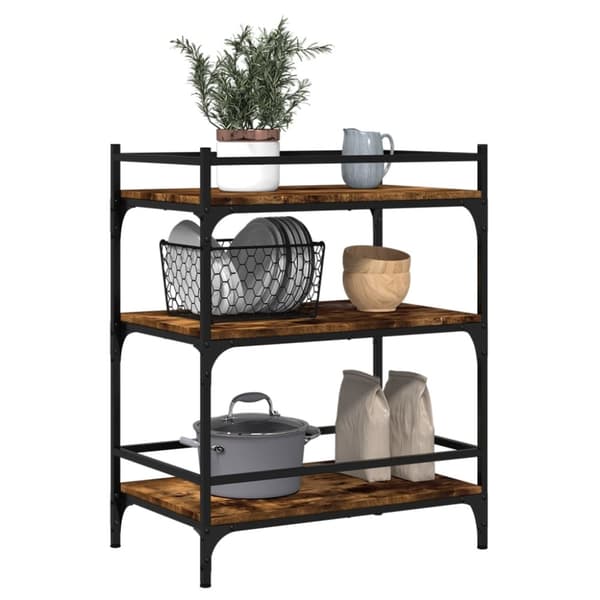 vidaXL Köksvagn rökfärgad ek 65x40x86,5 cm konstruerat trä -  Rullbord för kök