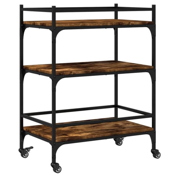 vidaXL Köksvagn rökfärgad ek 65x40x86,5 cm konstruerat trä -  Rullbord för kök