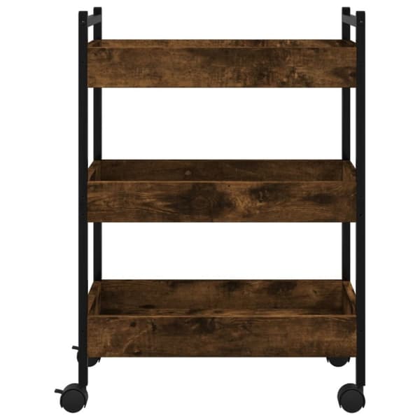 vidaXL køkkenvogn 50x30x70 cm konstrueret træ røget egetræsfarve - Køkken- og middagsvogne