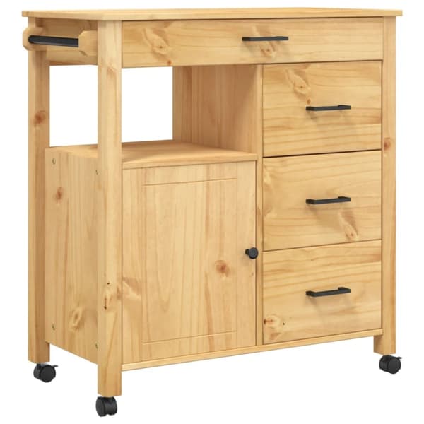 vidaXL køkkenvogn MONZA 84x40x90 cm massivt fyrretræ - Køkken- og middagsvogne