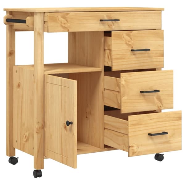 vidaXL køkkenvogn MONZA 84x40x90 cm massivt fyrretræ - Køkken- og middagsvogne