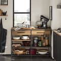 Pikkukuva 2 / 10: Rootz Kitchen Island - Keittiön hylly - Lipasto - Baaripöytä - Vintage-tyyli - Tilava säilytystila, 5 lokeroa ja 2 laatikkoa - Tukeva metallirunko - S